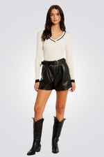 סוודר לנשים צווארון V | מורגן 