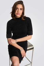 שמלת סוודר עם שרוולים קצרים לנשים | מורגן