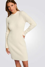 שמלת סריג מיני לנשים בצבע לבן | מורגן 