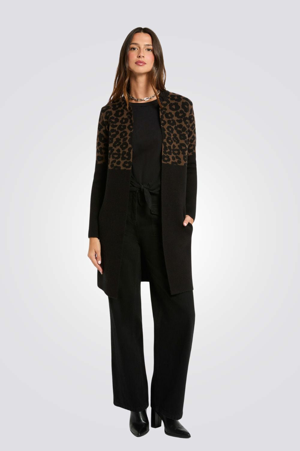 קרדיגן ארוך עם הדפס מנומר | מורגן 