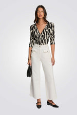 חולצה כתפיים מרופדות הדפס אבסטרקטי 