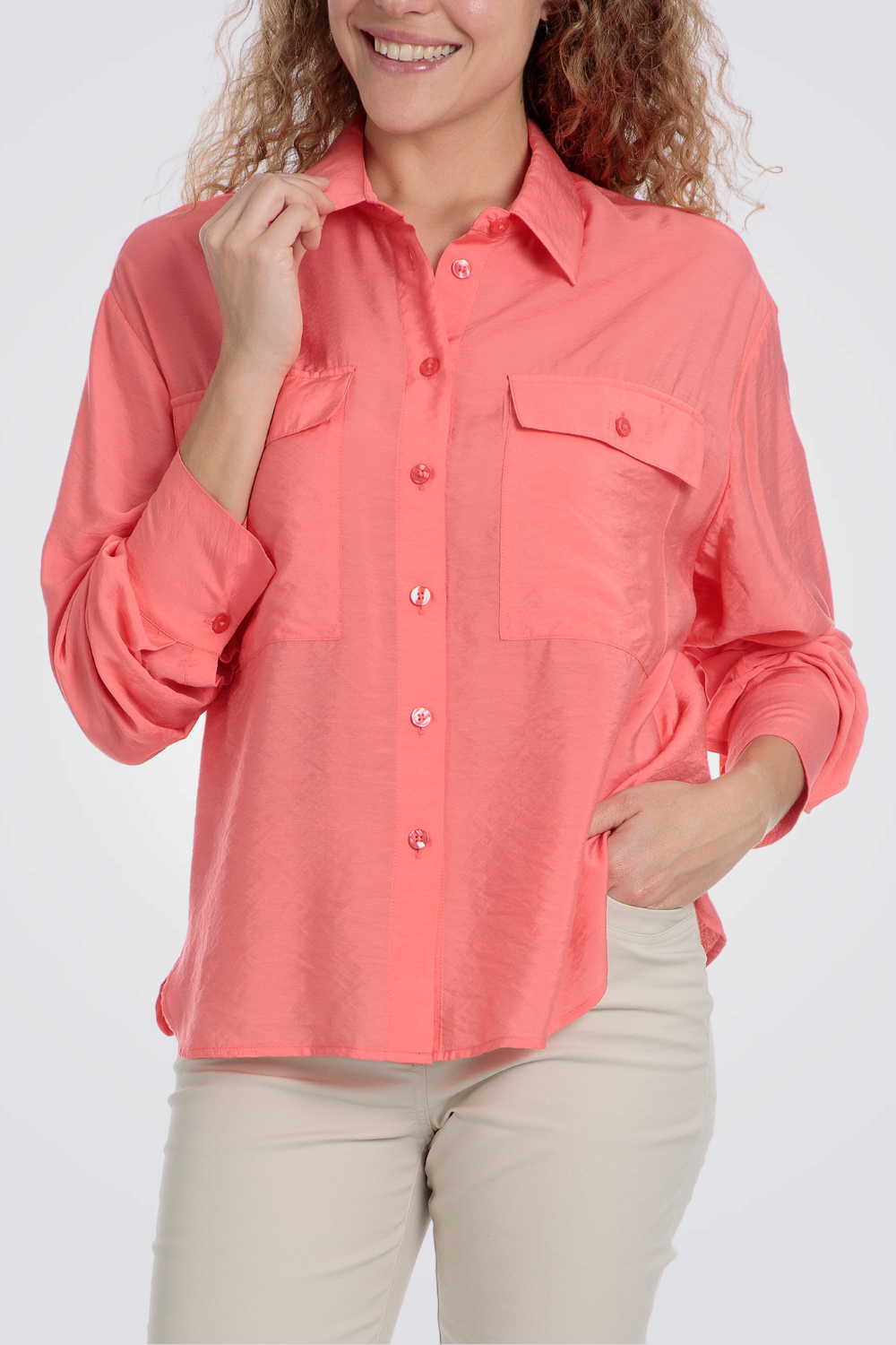 חולצה ארוכה בצבע קורל