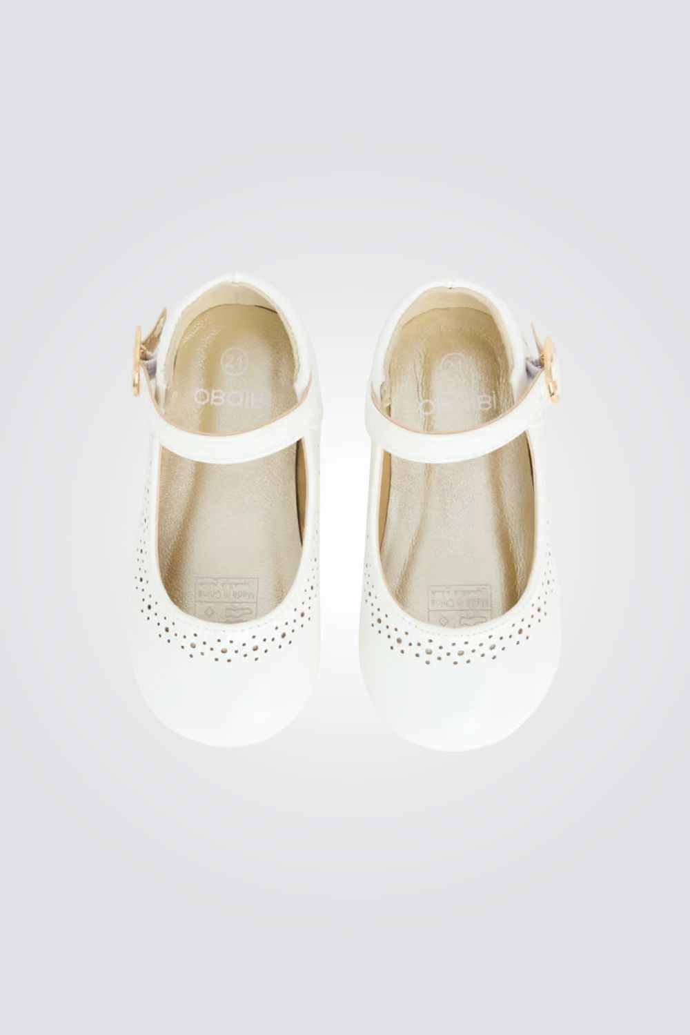 נעלי בלרינה פטנט עם רצועת עור לתינוקות  