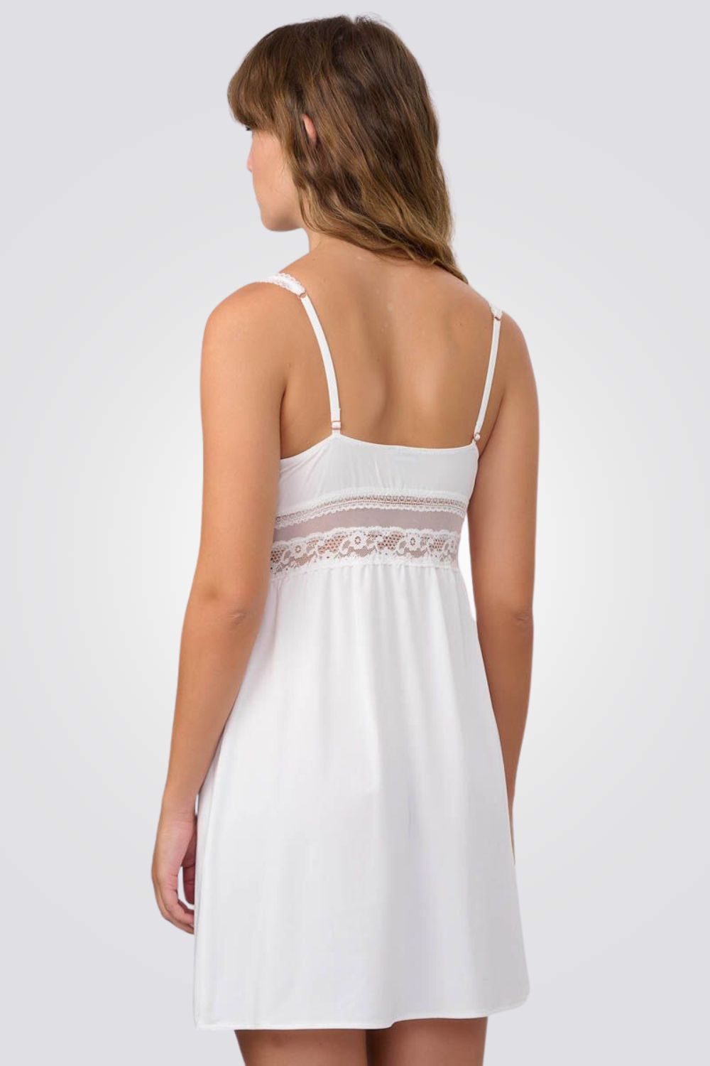 כותונת בשילוב תחרה עם קאפ נשלף IVORY לנשים