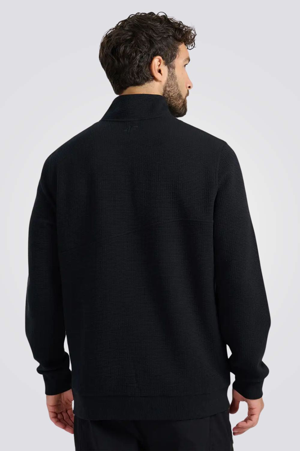 סווטשירט חצי רוכסן בטקסטורת וואפל לגברים | 4F