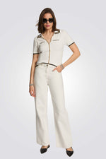 סוודר שרוולים קצרים עם כפתורים | מורגן 