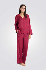 חולצת פיג’מה סאטן עם הדפס ארוכת שרוולים IRREELLE לנשים | איתם