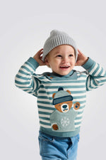 סווטשירט לתינוקות עם הדפס פסים ודובי | אובייבי 