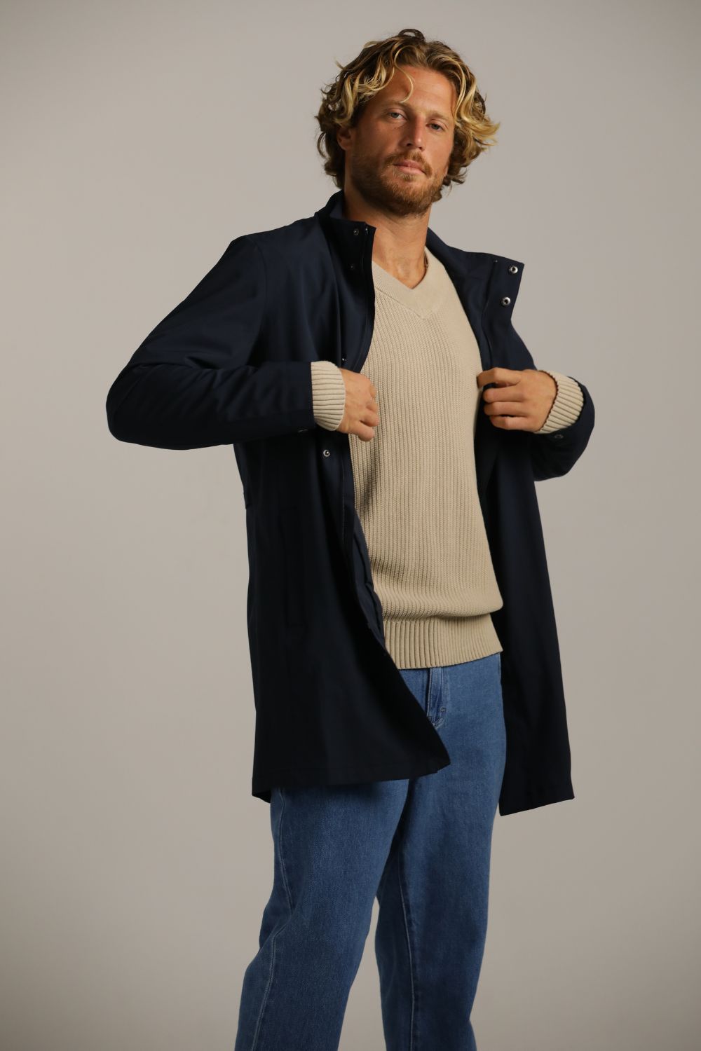 מעיל טרנץ' ספורטיבי ארוך | קנת קול