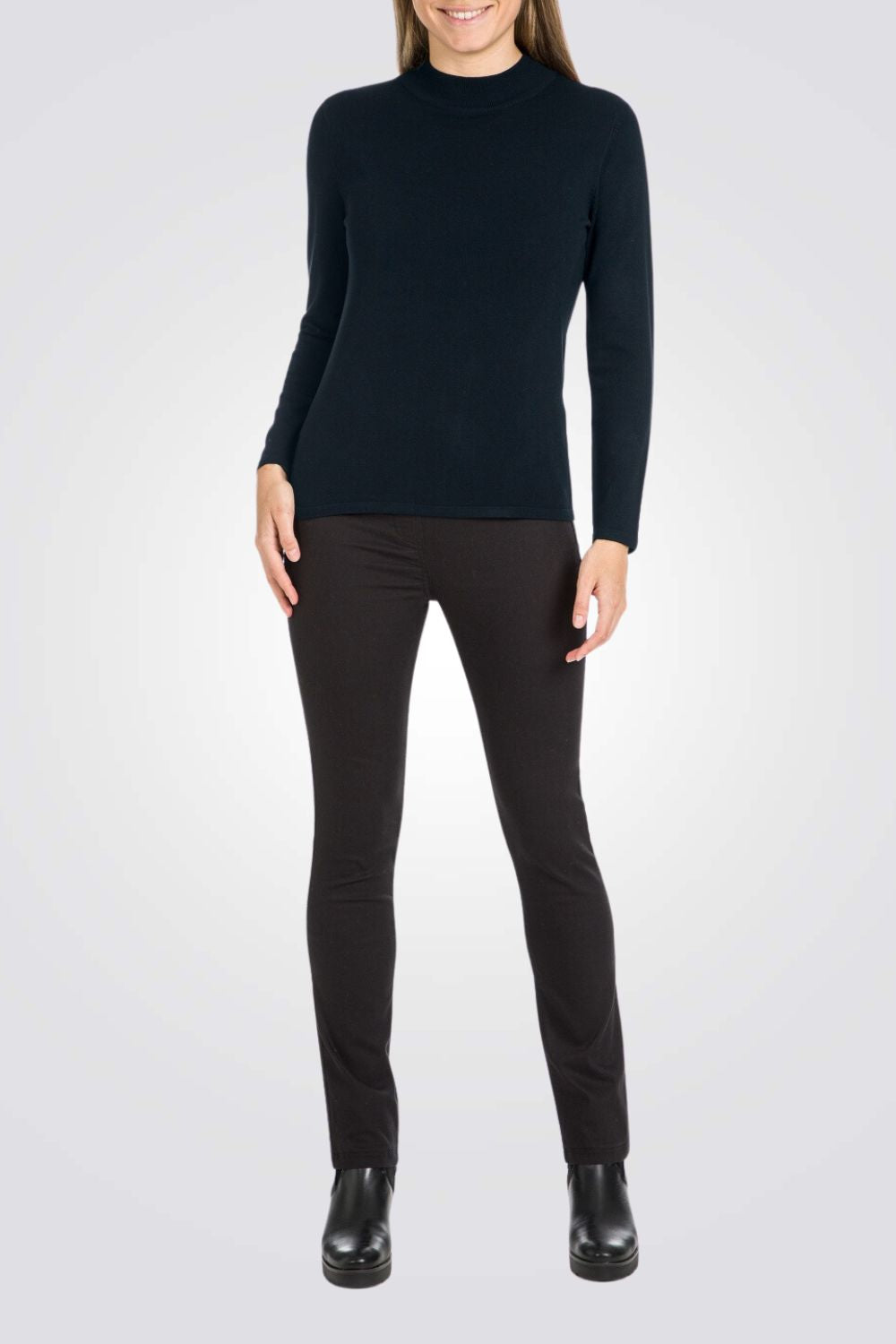 סריג בייסיק צווארון גבוה נייבי