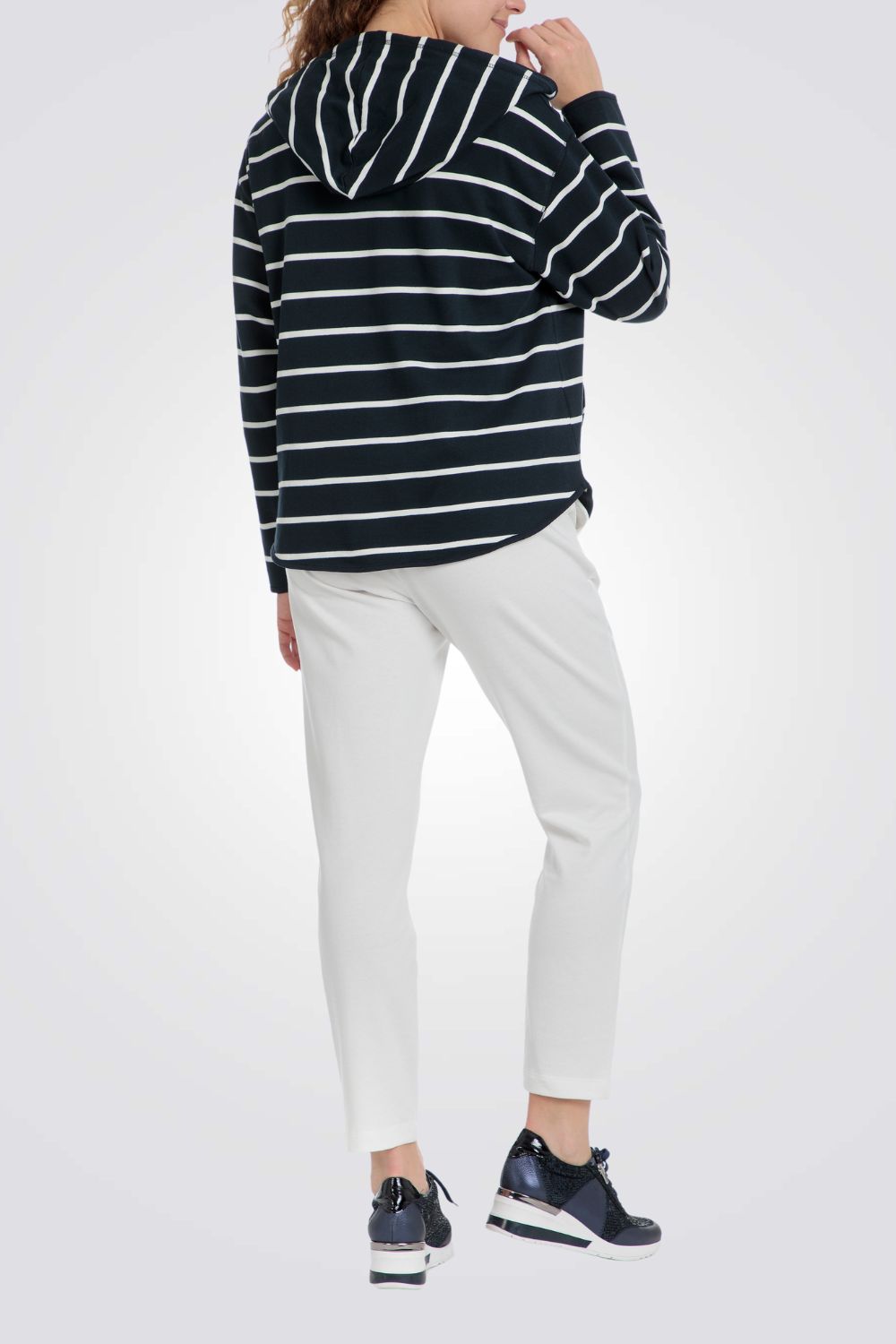 ג'קט ספורט הדפס פסים עם קפוצ'ון