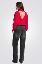 מכנסי ג'ינס רחבים בצבע אפור כהה