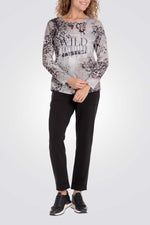 טישירט שרוולים ארוכים עם הדפס מנומר