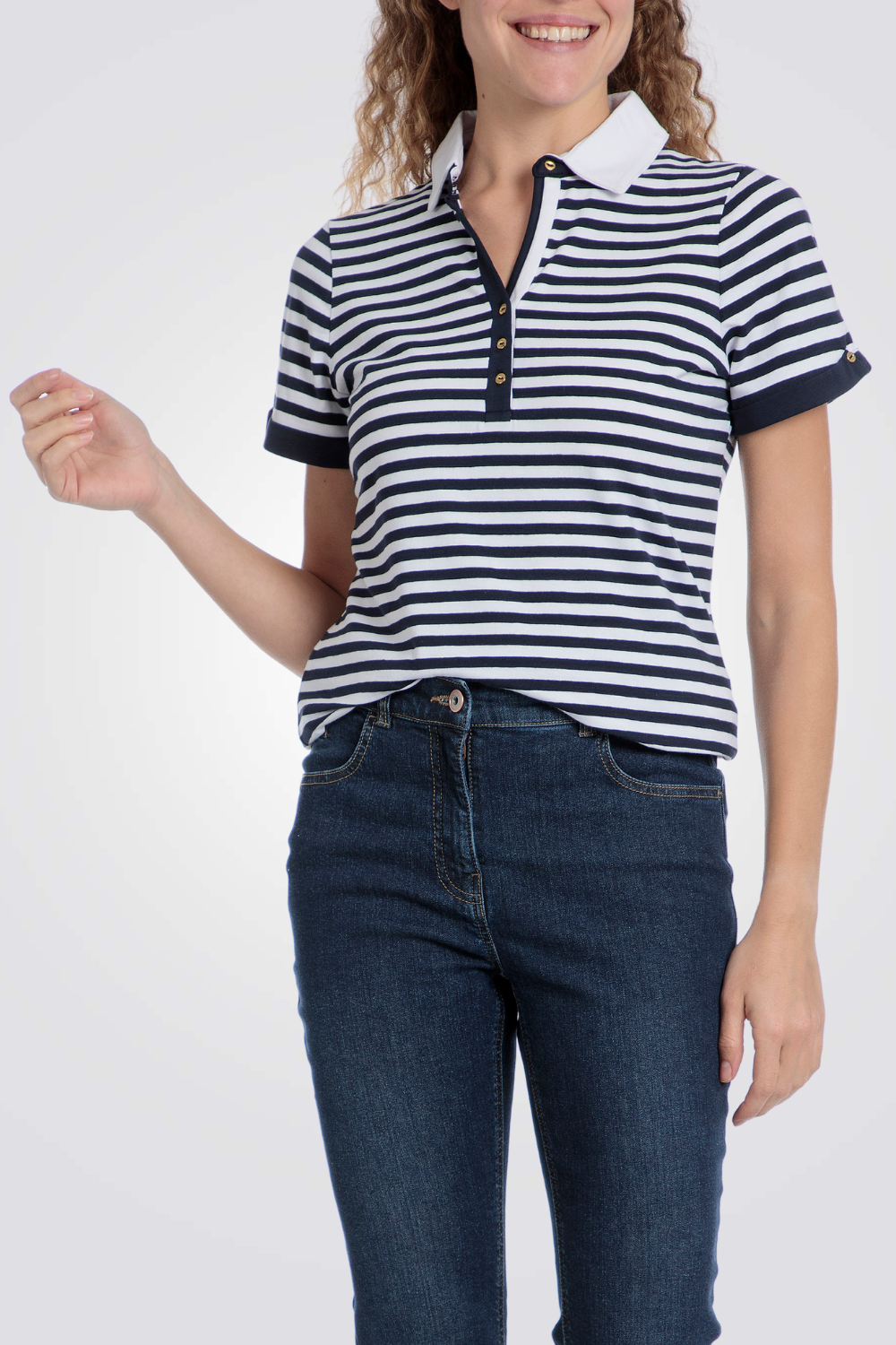 חולצת פולו פסים נייבי