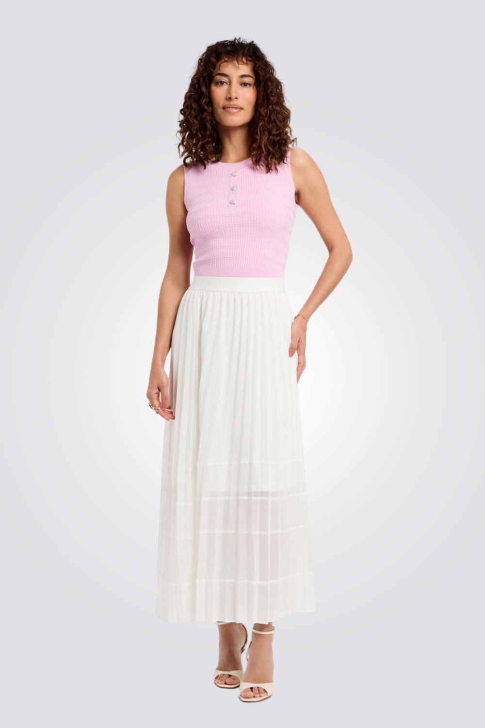 גופיית סריג לנשים בצבע ורוד | מורגן