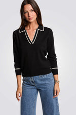 חולצת סריג עם צווארון פתוח לנשים| מורגן 
