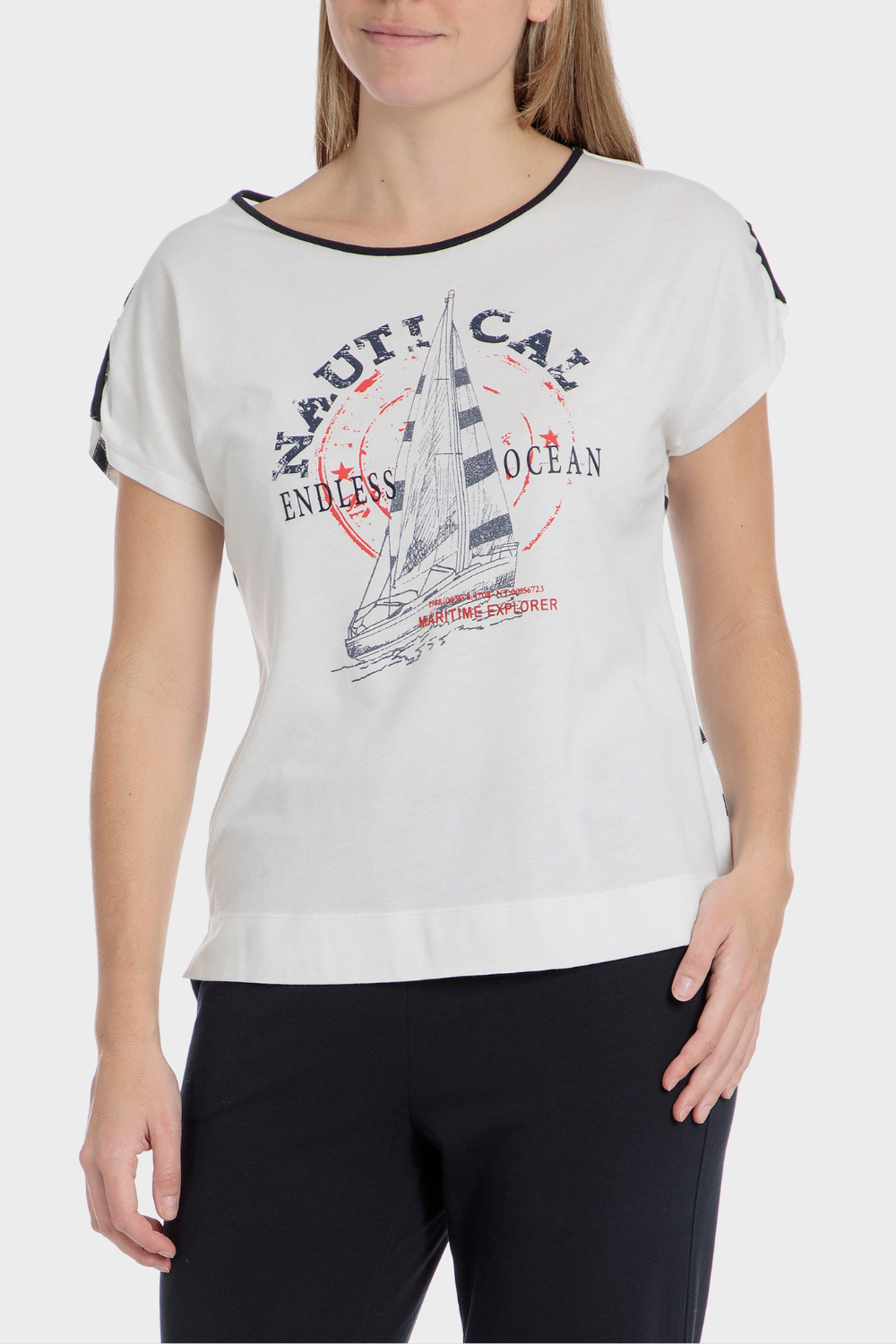 חולצת טי שירט בצבע טלק עם הדפס