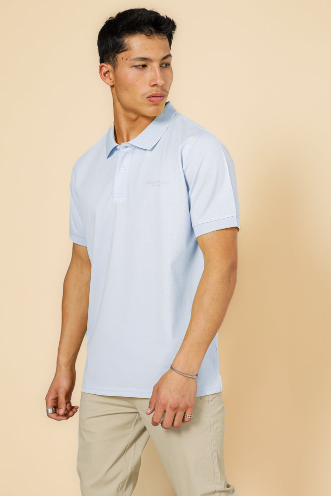 חולצה פולו פיקה בייסיק בצבע תכלת