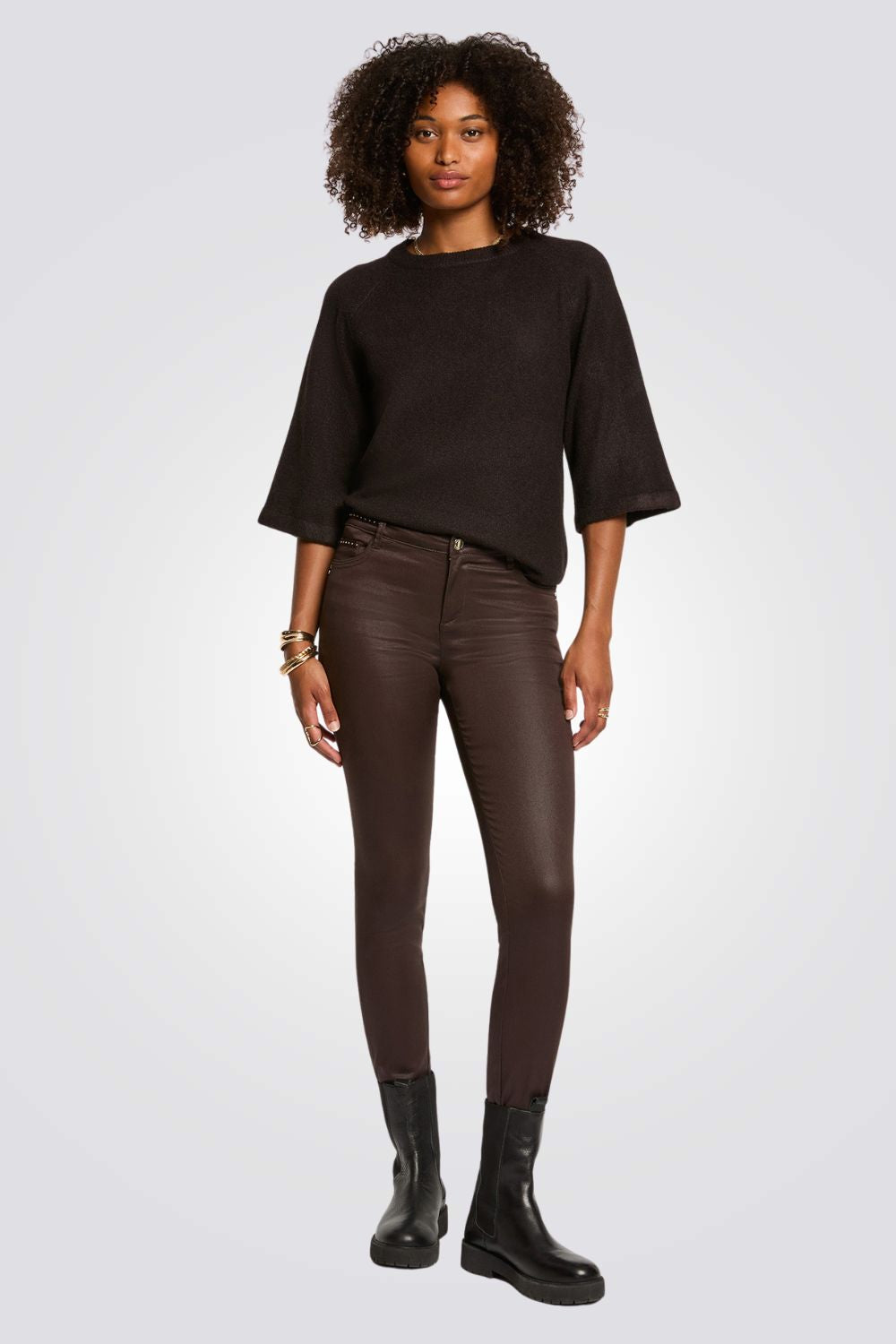 חולצת סריג באורך 3/4 לנשים | מורגן