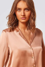 חולצת פיג'מה משי PEARLY ורוד פודרה