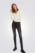 סוודר עם שרוולים ארוכים וצווארון V לנשים | מורגן 