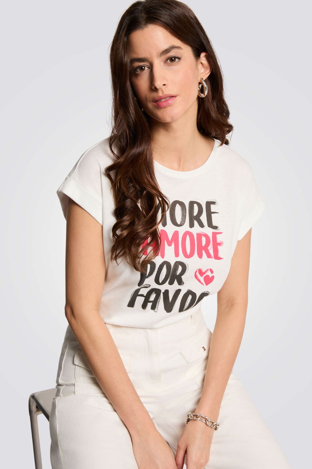 טישירט עם שרוולים קצרים והדפס | מורגן 
