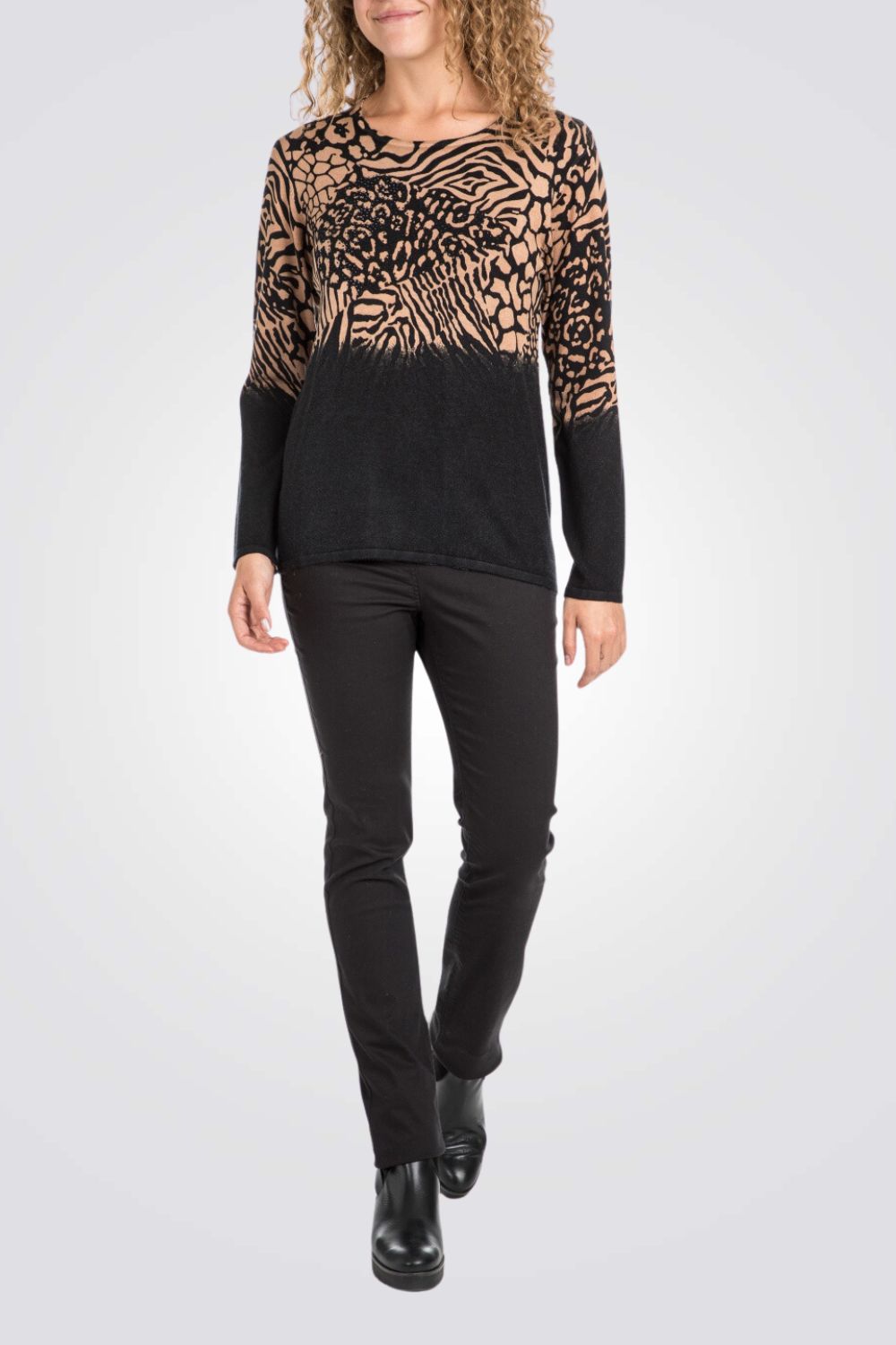 סריג ג'רסי עם הדפס מנומר 