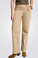 מכנס Wide Leg גזרה נמוכה בצבע בז'