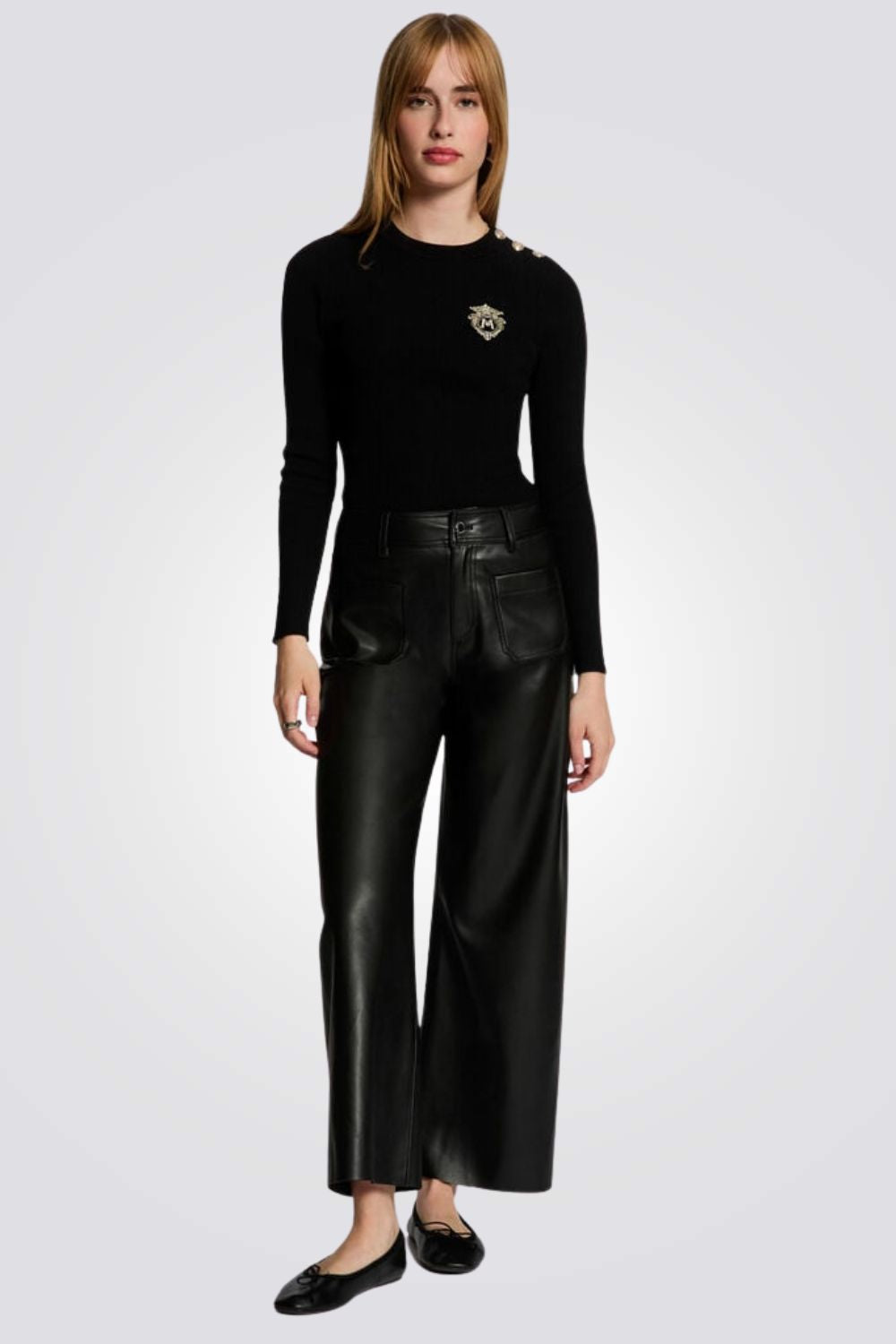 חולצת סריג עם צווארון עגול לנשים| מורגן 