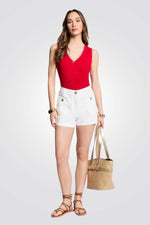 גופיה במראה ריב בצבע אדום