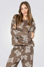 סט פיג’מה פוטר LEOPARD TEDDY בצבע חום