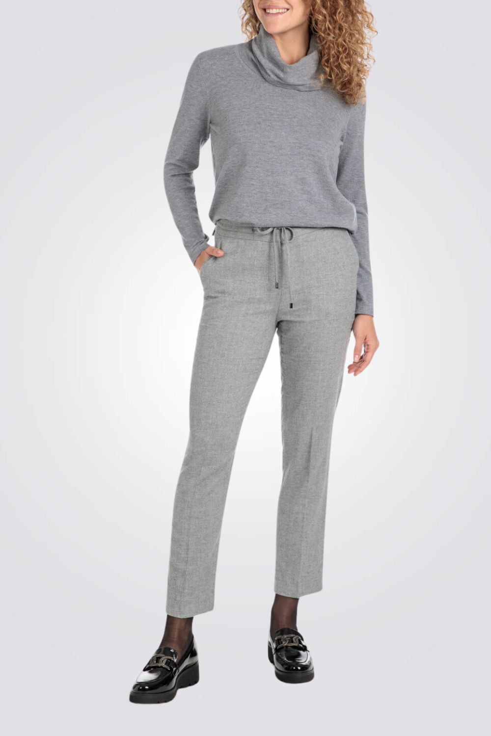 סריג צווארון גולף בצבע אפור מלאנז'