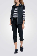 מעיל ווסט מרופד בצבע נייבי