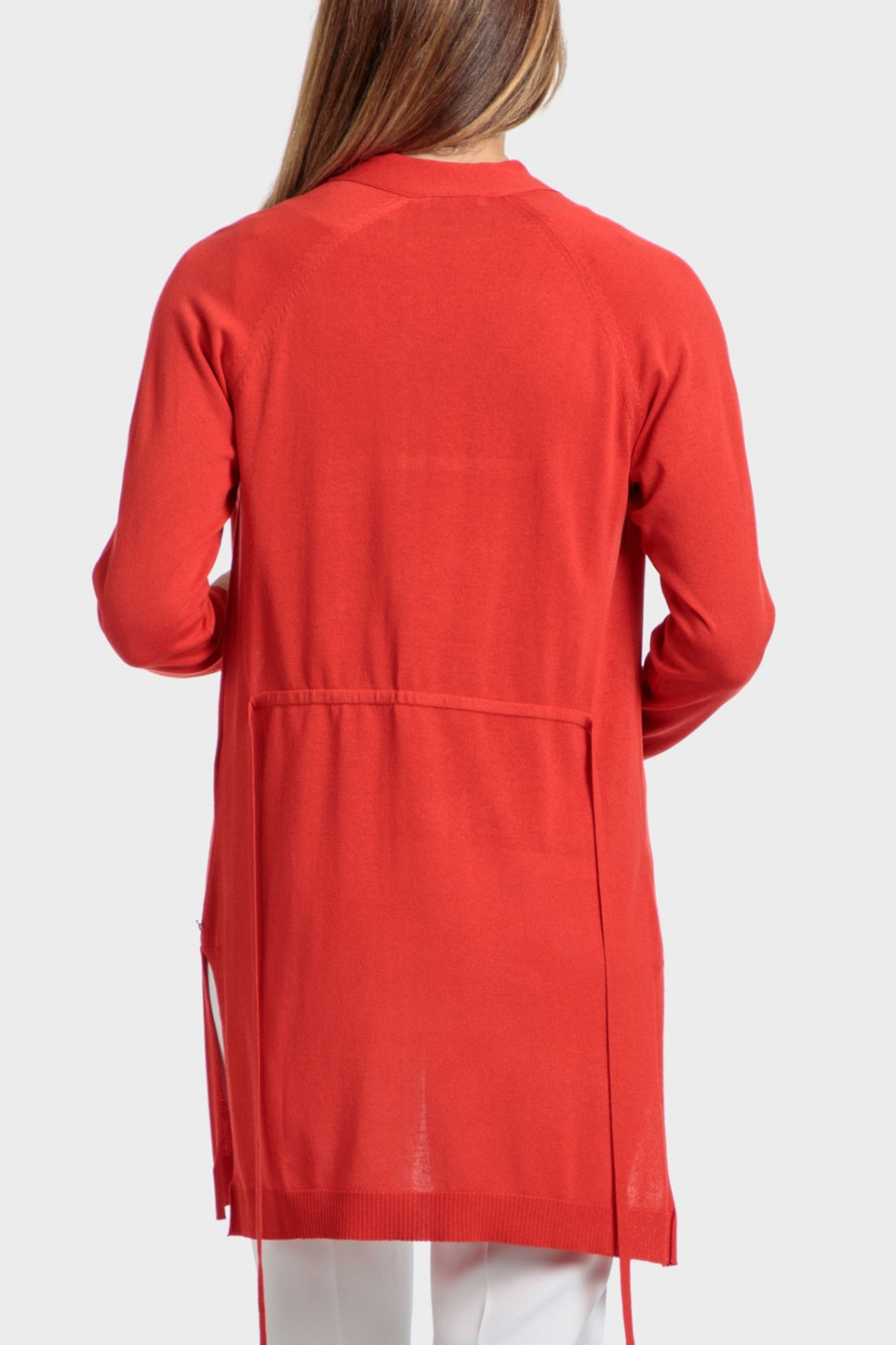 קרדיגן עם שרוך קשירה בצבע אדום