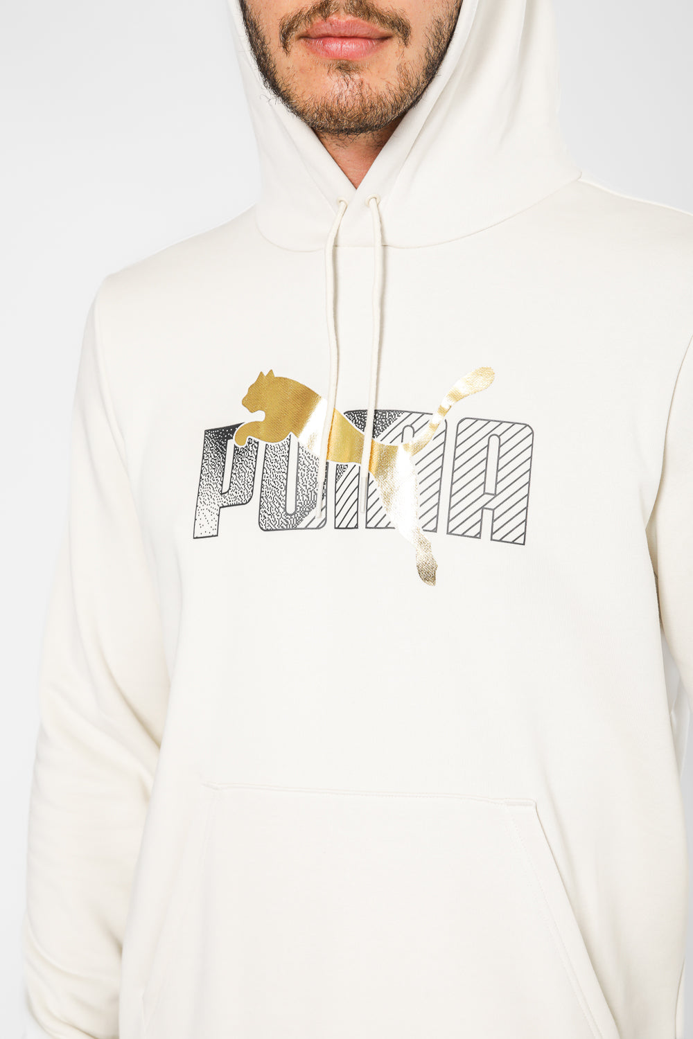 סווטשירט קפוצ'ון לגברים Essentials בצבע בז'