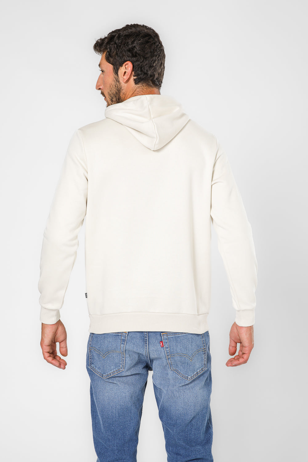 סווטשירט קפוצ'ון לגברים Essentials בצבע בז'