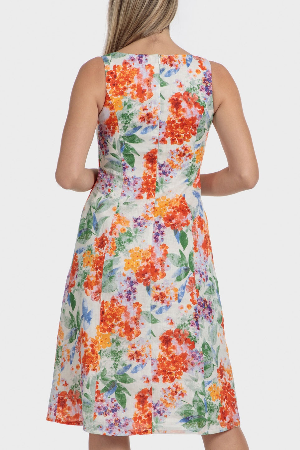 שמלת מידי פרחונית בצבע כתום