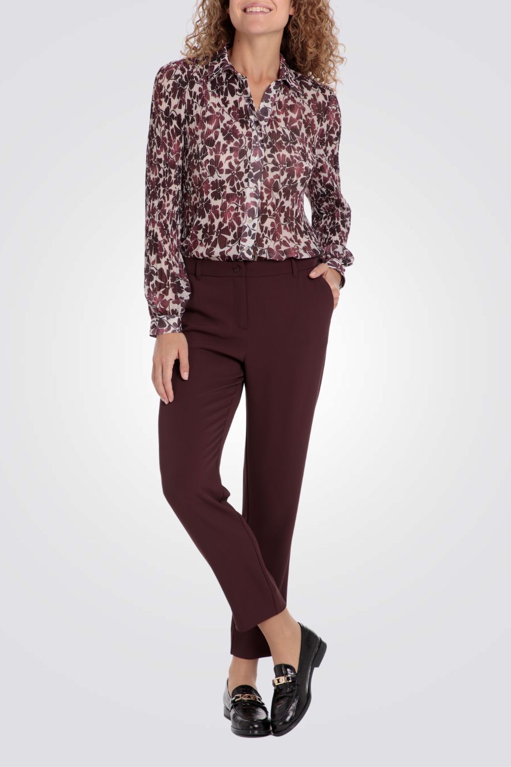 חולצה מכופתרת פליסה בהדפס פרחוני