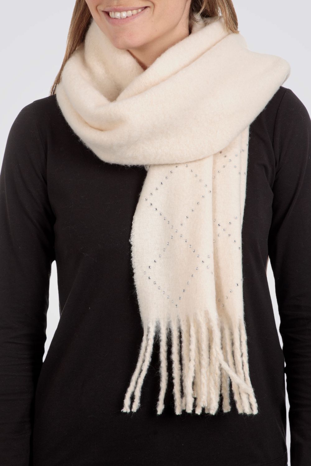 צעיף מנוצנץ לנשים עם פרנזים