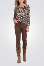 מכנסי כותנה שלושת רבעי בצבע חום