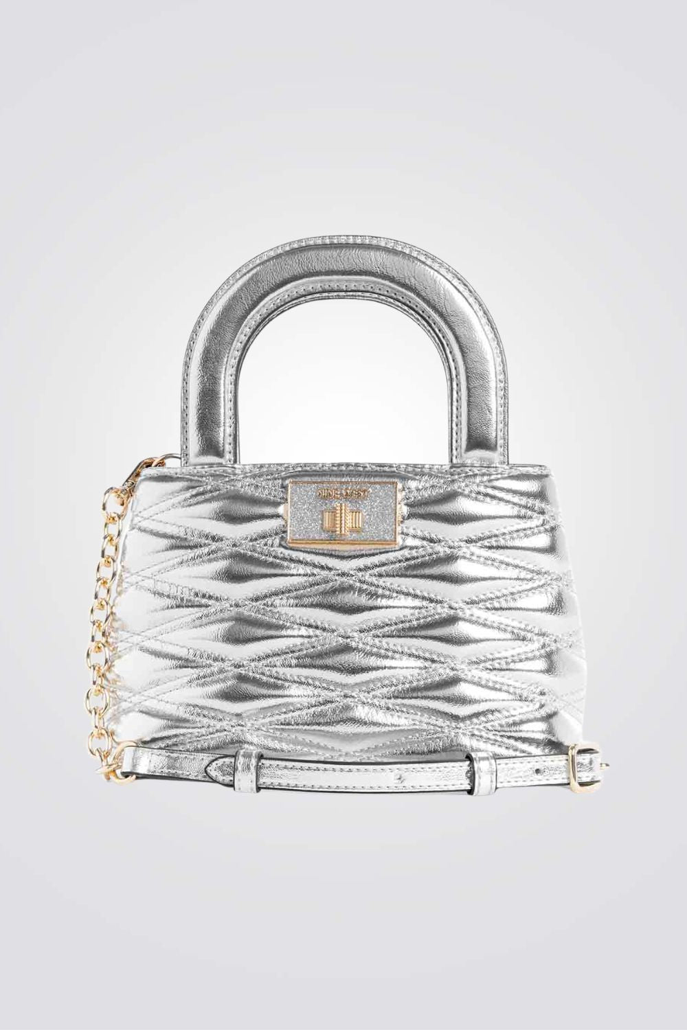 תיק צד satchel לנשים בצבע כסוף