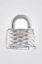 תיק צד satchel לנשים בצבע כסוף