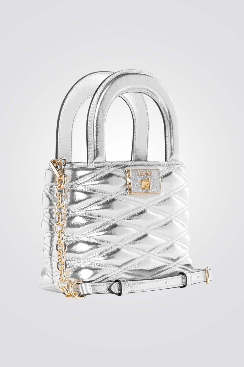 תיק צד satchel לנשים בצבע כסוף