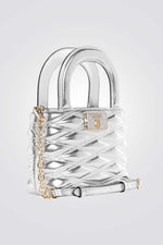 תיק צד satchel לנשים בצבע כסוף