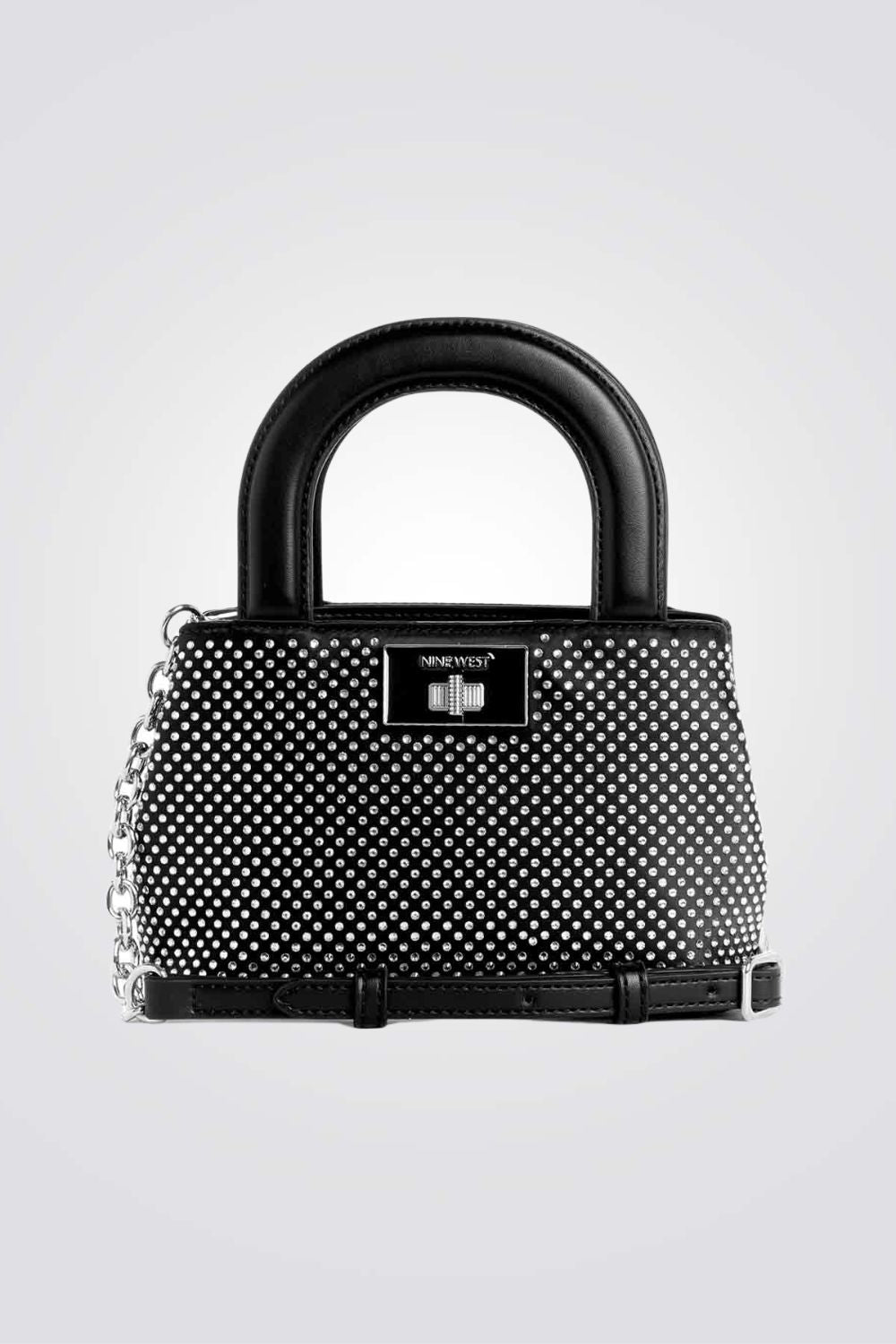 תיק צד satchel לנשים בצבע שחור כסוף