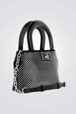 תיק צד satchel לנשים בצבע שחור כסוף