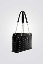 תיק יד מרופד לנשים בצבע שחור