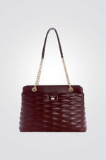 תיק יד מרופד לנשים בצבע בורדו