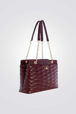 תיק יד מרופד לנשים בצבע בורדו