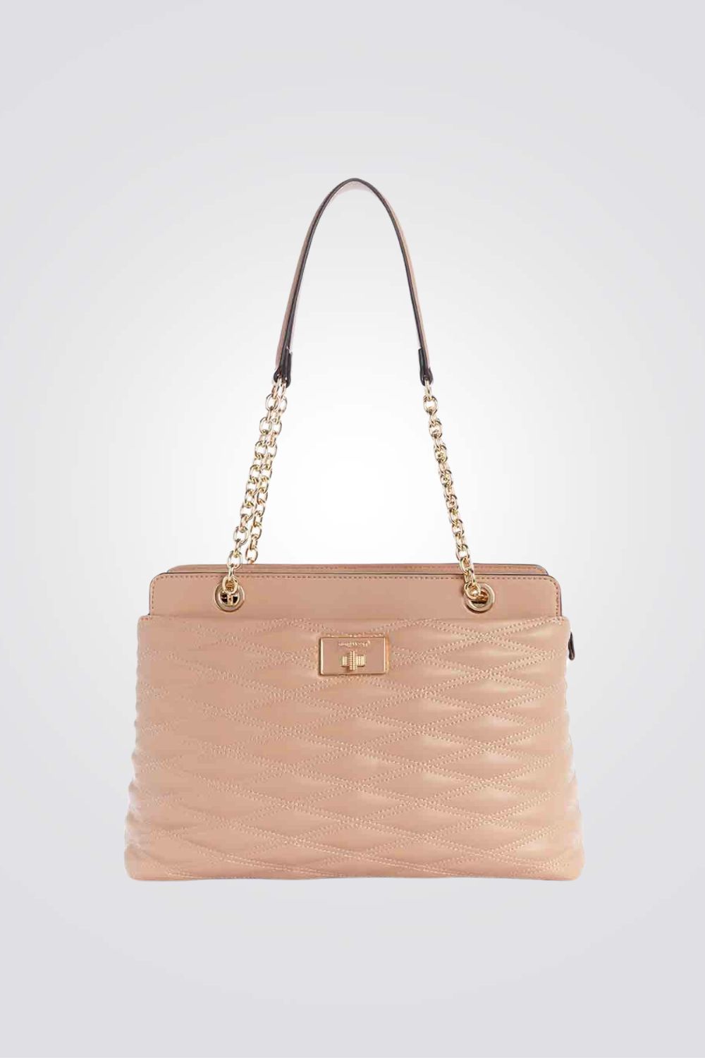 תיק יד מרופד לנשים בצבע ניוד